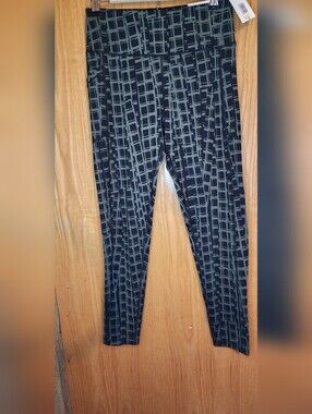Calvin Klein Black & Gray Grid-Print Leggings